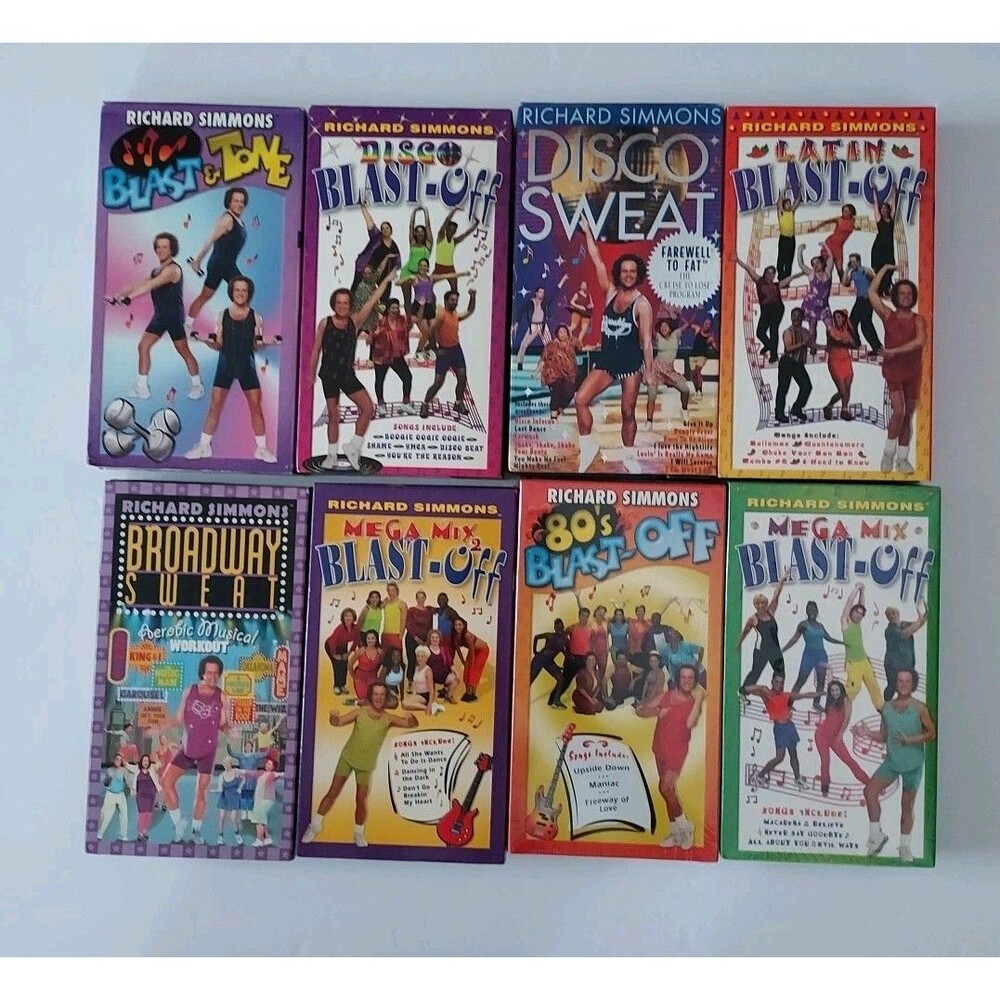 Richard Simmons Workout VHS Tapes Lot Of 8 - 2 are NEW - Blast Off - Disco